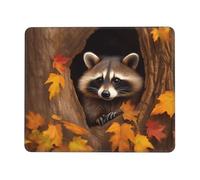 Tappetino per Mouse da Gioco Raccoon in The Fall Tree Hole Tappetino Mouse Gaming Base Antiscivolo in Gomma Confortevole Sottomano, per Ufficio, Laptop, Scrivania, 25x30cm