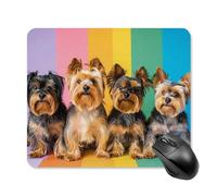 Tappetino per Mouse da Gioco Rainbow Yorkshire Terrier Dog Tappetino Mouse Gaming Portatile Antipolvere Sottomano, per Gaming Mouse, Ufficio, Scrivania, 25x30cm