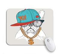 Tappetino Per Mouse Da Gioco Rap The Dog Portrait In Hip Hop Hat Cap Tappetino Mouse Gaming Antipolvere Personalizzato Tappetino Per Il Mouse Antiscivolo, Per Casa, Scrivania, 25 x 30cm