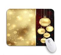 Tappetino per Mouse da Gioco Red Gold Christmas Baubles And Snowflakes Ball Xmas Noel Tappetino Mouse Gaming Personalizzato Portatile Tappetino Mouse Pad, per Gaming Mouse, Computer, 25 x 30cm