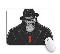 Tappetino per Mouse da Gioco Red Gorilla Monkey in Suit Gangster Mafia Funny Tappetino Mouse Personalizzato Base Antiscivolo in Gomma Tappetino Mouse Piccolo, per Computer, Gioco, 25 x 30cm