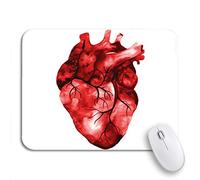 Tappetino per Mouse da Gioco Red Unusual Human Heart Watercolor Raster Artistic Biology Tappetino Mouse Gaming Antipolvere Facile da Pulire Sottomano, per Computer, Laptop, 25 x 30cm