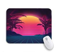 Tappetino per Mouse da Gioco Retro Landscape 1980S Digital Cyber 80S Party Sci Tappetino Mouse Gaming Base Antiscivolo in Gomma Confortevole Tappetino Mouse, per Gaming Mouse, Laptop, 25 x 30cm