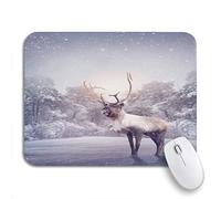 Tappetino per Mouse da Gioco Rudolph Reindeer Standing in The Snow Winter Magic Landscape Tappetino Mouse Gaming Impermeabile Confortevole Tappetino Mouse Piccolo, per Scrivania, Casa, 25 x 30cm