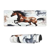 Tappetino per Mouse da Gioco Running Brown Horse On Snow Tappetino per Il Mouse Antiscivolo Facile da Pulire Sottomano, per Scrivania, Gaming Mouse, Laptop, 80x30cm