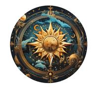 Tappetino per Mouse da Gioco Sacred Sun And Moon Mystery Golden Tappetino Mouse Piccolo Base Antiscivolo in Gomma Portatile Sottomano, per Scrivania, Computer, Gaming, 20cm