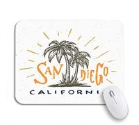 Tappetino per Mouse da Gioco San Diego California Vintage Tee Retro Urban Youth Palm Tappetino per Il Mouse Antiscivolo Portatile Lavabile Tappetini Mouse, per Casa, Scrivania, 25 x 30cm