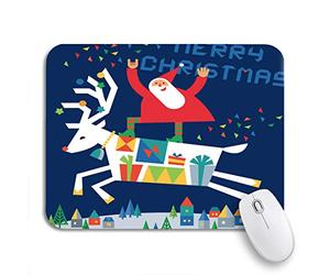 Tappetino Per Mouse Da Gioco Santa Claus Is Flying On Deer Over The Village Tappetino Mouse Piccolo Lavabile Antipolvere Tappetino Per Il Mouse Antiscivolo, Per Gaming Mouse, Laptop, 25 x 30cm