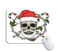 Tappetino per Mouse da Gioco Santa Claus Skull Cartoon The of Branches Omella Mousepad Forma Rettangolare Personalizzato Portatile Tappetino Mouse, per Computer, Gioco, 25 x 30cm