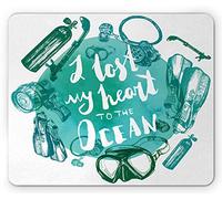 Tappetino per Mouse da Gioco Saying I Lost My Heart To The Scuba Diving Equipment Print Tappetino Mouse Personalizzato Antipolvere Sottomano, per Computer, Gaming Mouse, Scrivania, 25x30cm