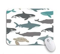 Tappetino per Mouse da Gioco Sea Great White Shark Turtle Atlantic Bottlenose Dolphin Sottomano Portatile Facile da Pulire Tappetini Mouse, per Computer, Casa, 25 x 30cm