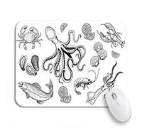Tappetino Per Mouse Da Gioco Seafood Oyster Sea Scallop Crab Shrimp Lobster Animal Squid Tappetino Mouse Antipolvere Confortevole Tappetino Mouse Piccolo, Per Casa, Computer, 25 x 30cm
