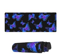 Tappetino per Mouse da Gioco Seamless Galaxy Butterfly Blue Tappetino per Il Mouse Antiscivolo Personalizzato Sottomano, per Computer, Laptop, Scrivania, 80x30cm