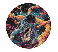Tappetino per Mouse da Gioco Skeleton Animal Astronaut Outer Space Colorful Tappetino per Il Mouse Antiscivolo Personalizzato Facile da Pulire Mousepad, per Ufficio, Scrivania, Casa, 20cm