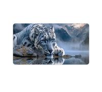 Tappetino per mouse da gioco Snow Leopard Mountain Reflect, base in gomma antiscivolo, 2XL, con bordi cuciti, tappetino per mouse impermeabile e lavabile per scrivania, casa, ufficio, giochi, 29,5"x16