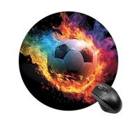Tappetino per Mouse da Gioco Soccer Ball in Fire And Ice Tappetino per Il Mouse Antiscivolo Portatile Antipolvere Sottomano, per Scrivania, Ufficio, Laptop, 20cm