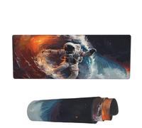 Tappetino Per Mouse Da Gioco Space Wave Surfing Astronaut Tappetino Per Il Mouse Antiscivolo Personalizzato Mousepad Forma Rettangolare, Per Computer, Ufficio, Gaming Mouse, 80x30cm