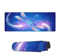 Tappetino per Mouse da Gioco Sparkle Flying Dragonfly Tappetino per Il Mouse Antiscivolo Lavabile Mousepad Forma Rettangolare, per Casa, Ufficio, Scrivania, 80x30cm