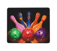 Tappetino per mouse da gioco stampato con palle da bowling, 26 x 20 cm, base in gomma antiscivolo, tappetino per mouse per computer portatile, con bordi cuciti, per giocatori, ufficio, casa