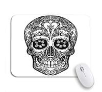 Tappetino per Mouse da Gioco Sugar Black And White Tattoo Skull Mexican Dead Day Tappetino Mouse Impermeabile Portatile Mousepad Forma Rettangolare, per Gaming Mouse, Ufficio, 25 x 30cm