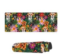 Tappetino Per Mouse Da Gioco Summer Dog And Flowers Tappetino Mouse Grande Facile Da Pulire Mousepad Forma Rettangolare, Per Laptop, Casa, Computer, 80x30cm