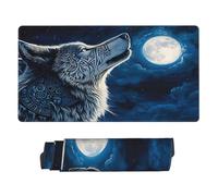 Tappetino per mouse da gioco Summer Howling Wolf esteso 30 x 16, grande tappetino da scrivania per tastiera e mouse, tappetino da scrivania impermeabile per ufficio, base in gomma antiscivolo, bordi