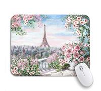 Tappetino per Mouse da Gioco Summer in Paris Gentle City Landscape Flower Tappetino Mouse Personalizzato Base Antiscivolo in Gomma Tappetino Mouse Gaming, per Scrivania, Laptop, 25 x 30cm
