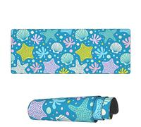 Tappetino per Mouse da Gioco Summer Pattern Starfish Seashells Tappetino Mouse Pad Impermeabile Mousepad Forma Rettangolare, per Computer, Ufficio, Casa, 80x30cm