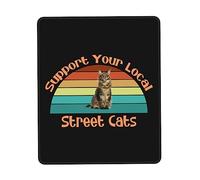 Tappetino per Mouse da Gioco Support Your Local Street Cats Tappetino Mouse Gaming Base Antiscivolo in Gomma Impermeabile Sottomano, per Computer, Laptop, Scrivania, 25x30cm
