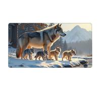 Tappetino per mouse da gioco, tappetino per mouse da scrivania con stampa realistica di famiglia di lupi grigi, tappetino antiscivolo per tastiera e mouse da scrivania, tappetino per mouse per