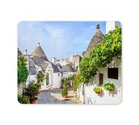 Tappetino per mouse da gioco, Tappetino per mouse Tappe per trulli in Alberobello, Italia Tappetino per mouse antiscivolo in gomma perfetto per lavoro e gioco
