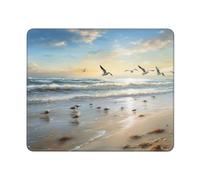 Tappetino per Mouse da Gioco The Beach with Sea Birds Soffice Tappetino per Mouse Gaming Durevole Desk Mat per Gaming Computer Sensori da Gioco 10X12In