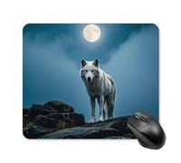 Tappetino per Mouse da Gioco The White Wolf On The Rock Tappetino Mouse Gaming Base Antiscivolo in Gomma Confortevole Mousepad Forma Rettangolare, per Computer, Ufficio, Gaming, 25x30cm