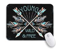 Tappetino Per Mouse Da Gioco Tribal Arrows Feathers And Text Black Antique Young Wild Sottomano Antipolvere Personalizzato Tappetino Mouse Gaming, Per Gioco, Gaming Mouse, 25 x 30cm