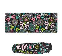 Tappetino Per Mouse Da Gioco Tribal Dots Dragonfly Flower Tappetino Mouse Gaming Confortevole Mousepad Forma Rettangolare, Per Scrivania, Laptop, Casa, 80x30cm