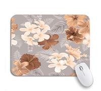 Tappetino Per Mouse Da Gioco Tropical Hibiscus Flower And Leaves On Earth Tone Color Mousepad Forma Rettangolare Portatile Lavabile Sottomano, Per Computer, Gioco, 25 x 30cm