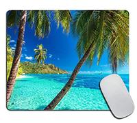 Tappetino per Mouse da Gioco Tropical Island with The Palm Trees And Clear Beach Theme Print Tappetino Mouse Gaming Personalizzato Sottomano, per Laptop, Computer, Scrivania, 25x30cm