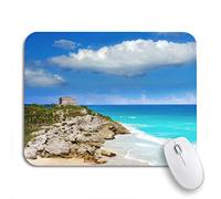 Tappetino per Mouse da Gioco Tulum Mayan City Ruins in Riviera Maya At The Tappetini Mouse Lavabile Portatile Tappetino Mouse Pad, per Laptop, Scrivania, 25 x 30cm