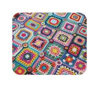 Tappetino per Mouse da Gioco Very Colorful Crochet Granny Square Blanket Tappetino Mouse Confortevole Lavabile Mousepad Forma Rettangolare, per Scrivania, Gaming, Laptop, 25x30cm