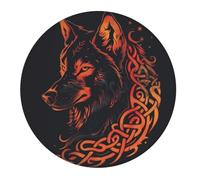 Tappetino per Mouse da Gioco Viking Wolf Knot Red Black Tappetini Mouse Base Antiscivolo in Gomma Facile da Pulire Mousepad, per Computer, Casa, Gaming, 20cm
