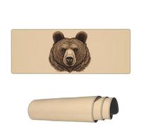 Tappetino per Mouse da Gioco Vintage Bear Head Tappetino Mouse Gaming Antipolvere Mousepad Forma Rettangolare, per Gaming Mouse, Casa, Ufficio, 80x30cm