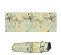 Tappetino Per Mouse Da Gioco Vintage Maple Leaves Dragonfly Tappetino Per Il Mouse Antiscivolo Impermeabile Mousepad Forma Rettangolare, Per Ufficio, Scrivania, Laptop, 80x30cm