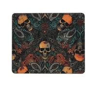 Tappetino per Mouse da Gioco Vintage Spooky Gothic Skull Damask Lavabile Tappetino Mouse Multifunzione Desk Mat per Sensori da Gioco Mac Pc 10X12In