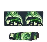 Tappetino per Mouse da Gioco Walking Bear Green Polar Light Tappetino Mouse Grande Facile da Pulire Sottomano, per Scrivania, Laptop, Computer, 80x30cm