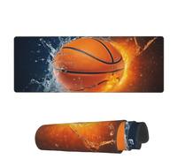 Tappetino per Mouse da Gioco Water Basketball Fire Tappetino Mouse Gaming Portatile Sottomano, per Gaming Mouse, Computer, Laptop, 80x30cm