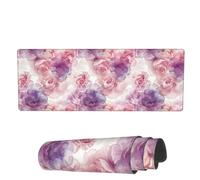 Tappetino Per Mouse Da Gioco Watercolor Flower Pink Purple Tappetino Per Il Mouse Antiscivolo Lavabile Mousepad Forma Rettangolare, Per Gaming Mouse, Ufficio, Casa, 80x30cm