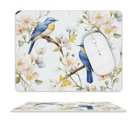 Tappetino per Mouse da Gioco Watercolor Flowers And Birds Tappetino per Il Mouse Antiscivolo Facile da Pulire Lavabile Mousepad Forma Rettangolare, per Computer, Casa, Gaming, 25x30cm