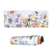 Tappetino Per Mouse Da Gioco Watercolor Flowers With Leaves Tappetini Mouse Base Antiscivolo In Gomma Sottomano, Per Casa, Ufficio, Scrivania, 80x30cm