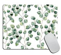 Tappetino per Mouse da Gioco Watercolor Green Flower Leaves Eucalyptus Round Leaves Succulent Tappetino Mouse Gaming Impermeabile Portatile Sottomano, per Laptop, Computer, Casa, 25x30cm