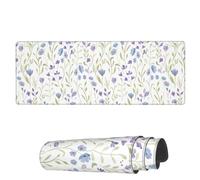 Tappetino per Mouse da Gioco Watercolor Purple Leaves Flower Tappetino Mouse Gaming Facile da Pulire Mousepad Forma Rettangolare, per Computer, Scrivania, Laptop, 80x30cm